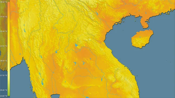 Μέση Θερμοκρασία Του Θερμότερου Τεταρτημορίου Στην Περιοχή Του Λάος Στην — Φωτογραφία Αρχείου