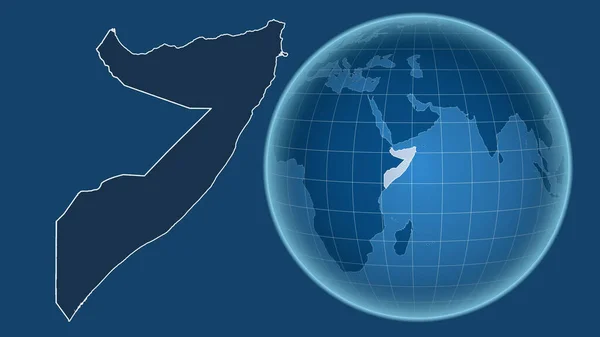 Σομαλία Σφαίρα Σχήμα Της Χώρας Αντίθεση Μεγεθυμένο Χάρτη Περίγραμμά Της — Φωτογραφία Αρχείου