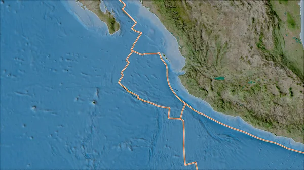 Тектонічні Плити Межують Супутниковій Карті Площ Прилеглих Площі Плити Рівера — стокове фото