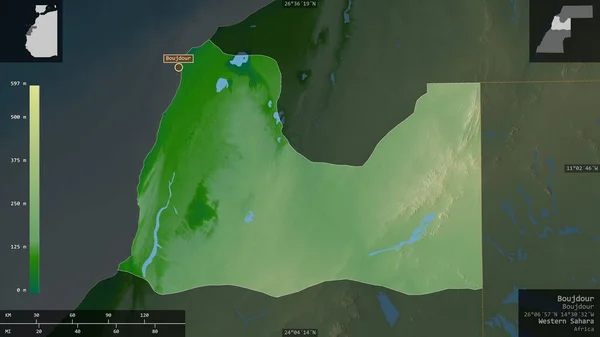 Boujdour Provinz Westsahara Farbige Shader Daten Mit Seen Und Flüssen — Stockfoto