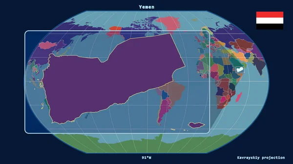 Zoomed Vista Dello Yemen Contorno Con Linee Prospettiche Contro Una — Foto Stock