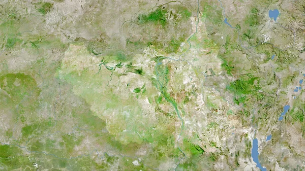 Sydsudan Område Satelliten Karta Stereografisk Projektion Sammansättning Raster Skikt — Stockfoto