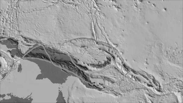 Tectonic Plattor Gränser Gallhöjd Kartan Över Områden Närheten North Bismarck — Stockfoto