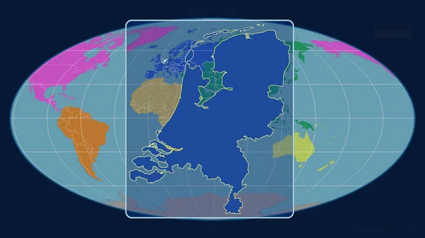 Zoom Sur Les Contours Des Pays Bas Avec Des Lignes — Photo