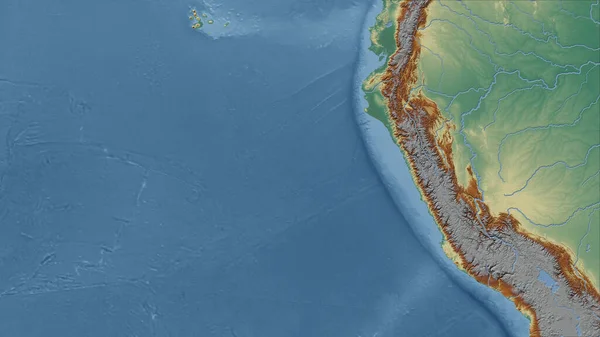 Перу Крупный План Страны Очертаний Топографическая Рельефная Карта — стоковое фото