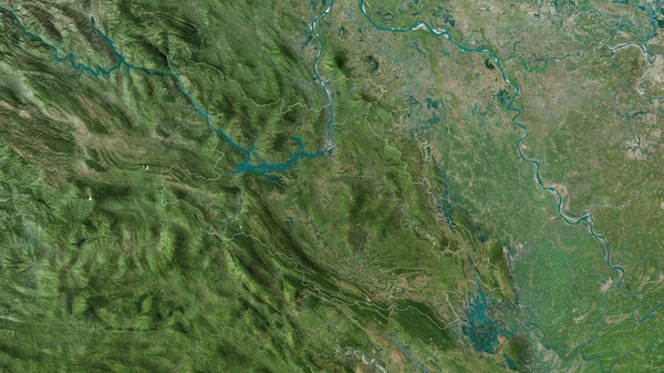 Hoa Binh Province Vietnam Satellite Imagery Shape Outlined Its Country — Stock Photo, Image