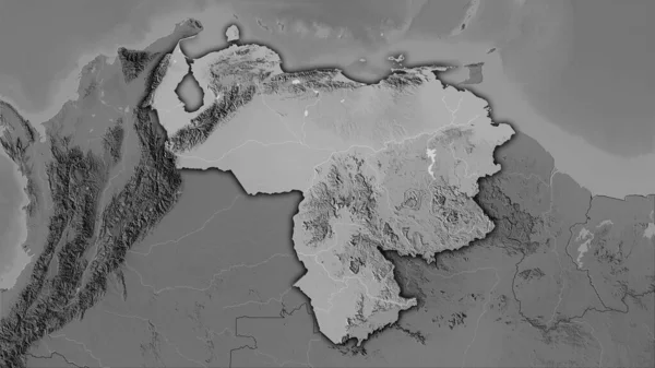 Área Venezuela Mapa Elevación Escala Grises Proyección Estereográfica Composición Cruda — Foto de Stock