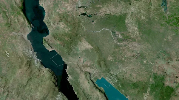 Katavi Region Tanzania Satellite Imagery Shape Outlined Its Country Area — Stock Photo, Image