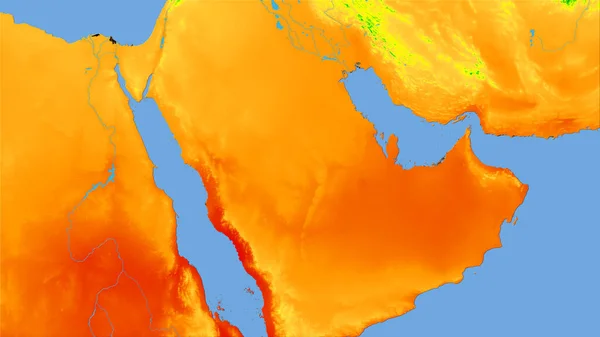 Área Arábia Saudita Mapa Anual Temperatura Projeção Estereográfica Composição Bruta — Fotografia de Stock