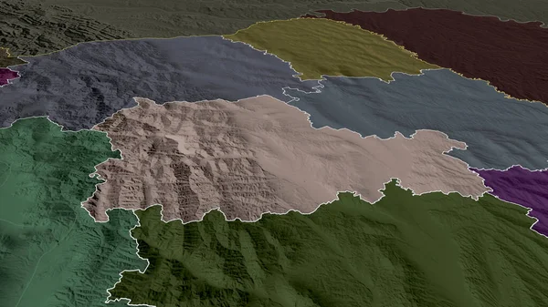 Neamt Condado Rumania Acercó Destacó Mapa Coloreado Tocado División Administrativa — Foto de Stock