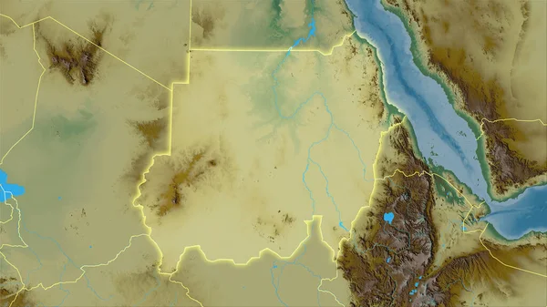 Zona Sudán Mapa Topográfico Relieve Proyección Estereográfica Composición Cruda Capas —  Fotos de Stock