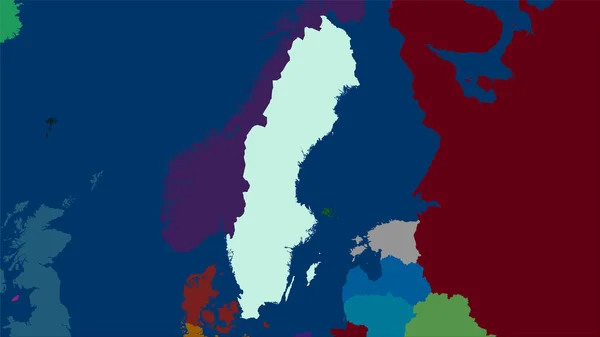 行政区划地图上的瑞典地区立体投影 栅格层的原始成分 — 图库照片