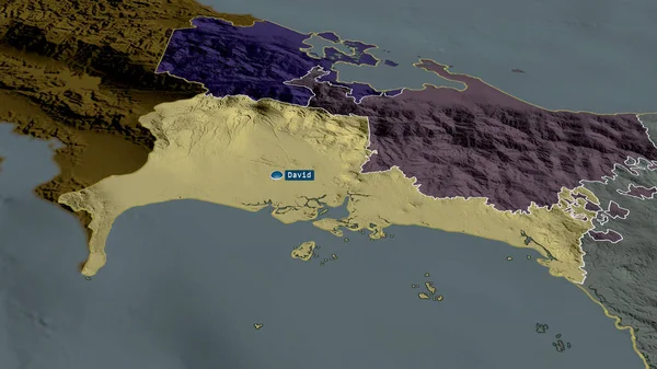 Chiriqui Prowincja Panama Powiększyła Się Podkreśliła Kapitałem Kolorowa Wyboista Mapa — Zdjęcie stockowe