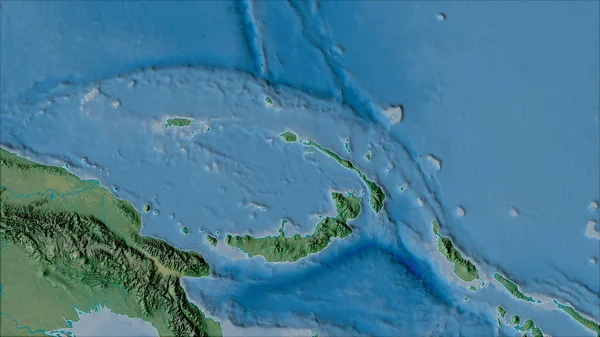 Bairros Placa Tectônica Manus Mapa Topográfico Projeção Van Der Grinten — Fotografia de Stock