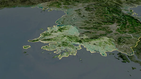 Хванхэ Намдо Провинция Кндр Увеличенная Выделенная Спутниковые Снимки Рендеринг — стоковое фото