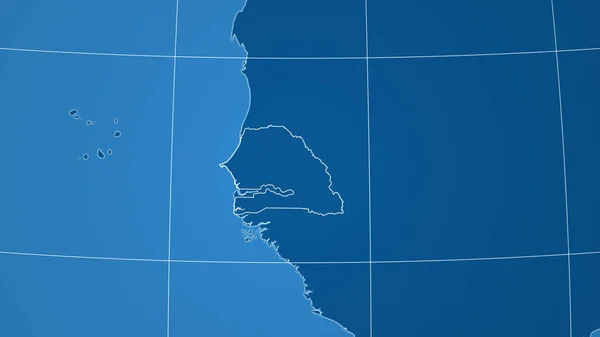塞内加尔 邻里关系 遥远的远景与国家的轮廓 只形状 海洋面具 — 图库照片