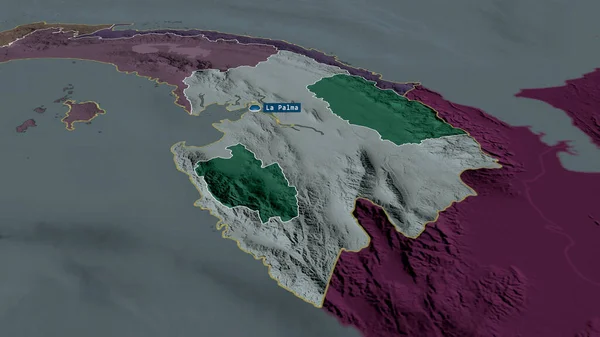 Darien Prowincja Panama Powiększyła Się Podkreśliła Kapitałem Kolorowa Wyboista Mapa — Zdjęcie stockowe