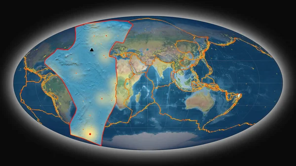 Тектонічна Плита Ніуафу Експонувалася Представлялася Проти Глобальної Топографічної Карти Проекції — стокове фото