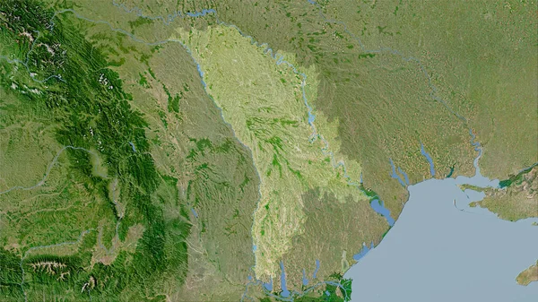 Moldavia Zona Satélite Mapa Proyección Estereográfica Composición Cruda Capas Trama — Foto de Stock