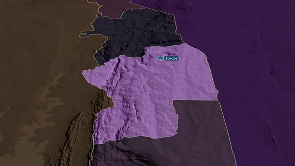 Centro Regione Del Togo Ingrandita Evidenziata Con Capitale Mappa Colorata — Foto Stock