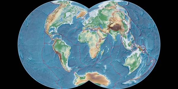 Carte Monde Dans Projection Maurer Full Globular Centrée Sur Longitude — Photo