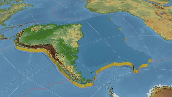 Dél Amerikai Tektonikus Lemez Kibővítette Extrudálta Globális Színes Fizikai Térképet — Stock Fotó