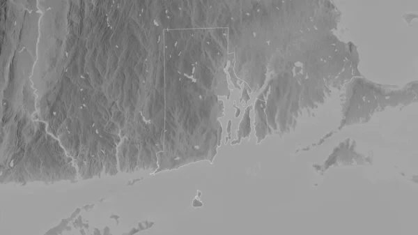 Rhode Island Delstaten Usa Grayscaled Karta Med Sjöar Och Floder — Stockfoto