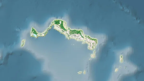 Stereografik Projeksiyondaki Uydusundaki Turks Caicos Adaları Alanı Işık Saçan Ana — Stok fotoğraf