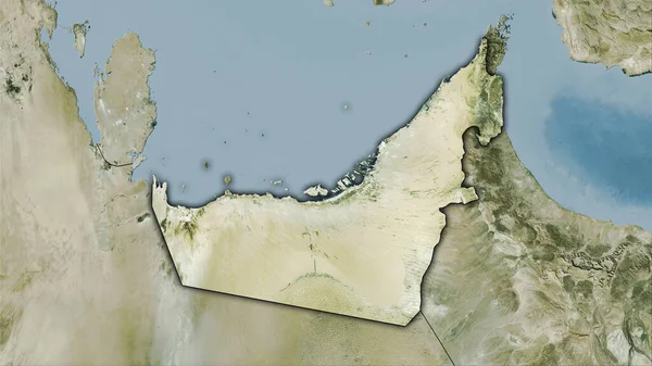 Obszar Zjednoczonych Emiratów Arabskich Mapie Satelitarnej Projekcji Stereograficznej Surowa Kompozycja — Zdjęcie stockowe