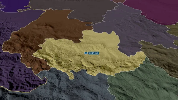 Колубарский Район Сербии Увеличен Выделен Столицей Цветная Карта Административного Деления — стоковое фото
