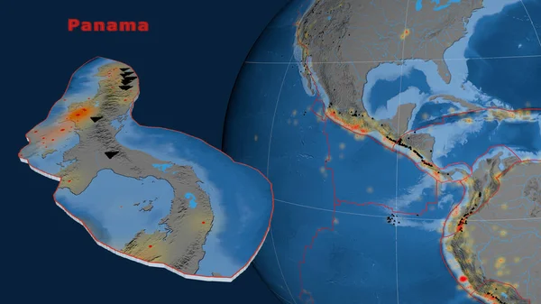 Panama Tektonische Platte Beschrieben Extrudiert Und Gegen Den Globus Präsentiert — Stockfoto