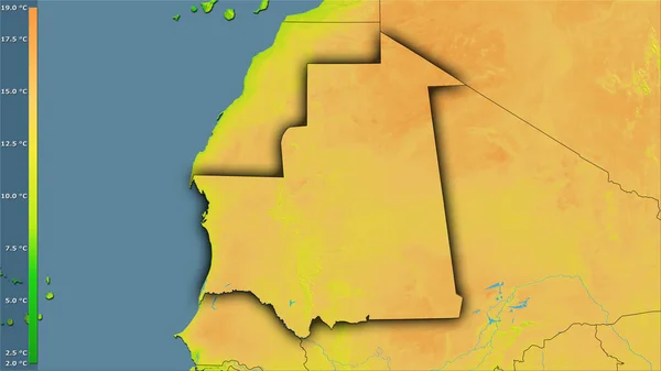 Variación Media Temperatura Diurna Dentro Del Área Mauritania Proyección Estereográfica — Foto de Stock
