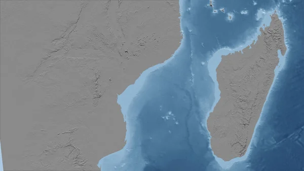 Madagaskar Närbild Perspektiv Landet Ingen Översikt Karta Över Gråskalehöjder — Stockfoto