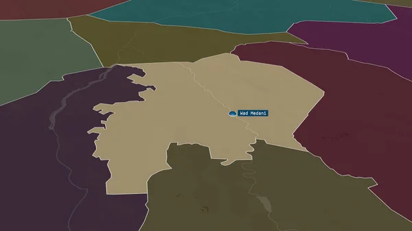 Аль Джазира Штат Судан Масштабировался Выделялся Столицей Цветная Карта Административного — стоковое фото