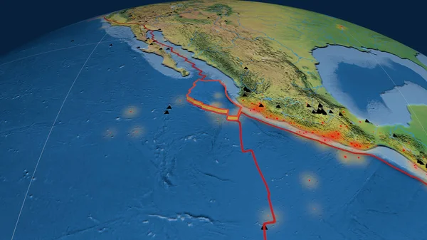 Rivera Tektonik Plakası Dünyaya Yayıldı Doğal Dünya Topografik Haritası Görüntüleme — Stok fotoğraf