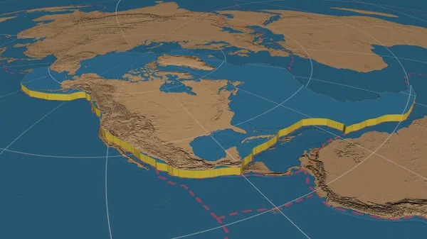 Plaque Tectonique Nord Américaine Agrandit Extruda Carte Globale Élévation Des — Photo