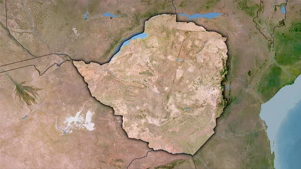 Zimbabue Área Satélite Mapa Proyección Estereográfica Composición Cruda Capas Trama — Foto de Stock