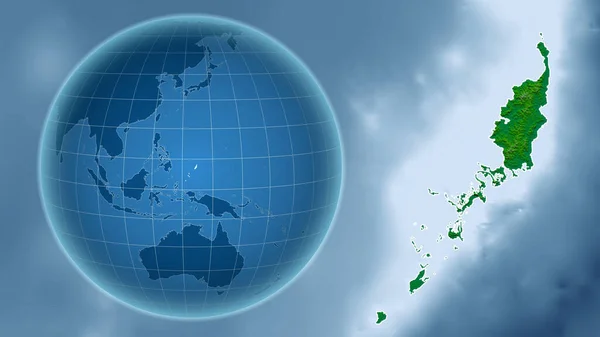 Palau Globe Med Formen Landet Mot Zoomade Kartan Med Dess — Stockfoto