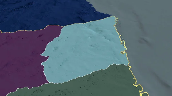 Cabo Delgado Provincia Mozambique Zoomed Destacó Mapa Coloreado Tocado División — Foto de Stock