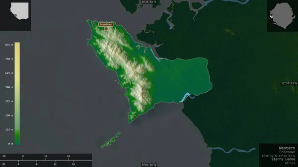 Western Provinz Sierra Leone Farbige Shader Daten Mit Seen Und — Stockfoto