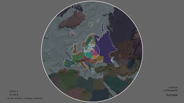 Litevská Oblast Označená Kruhem Rozsáhlé Mapě Kontinentu Izolované Odtučněném Pozadí — Stock fotografie