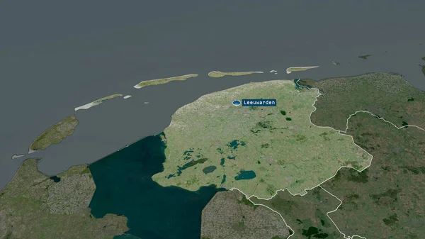 Friesland Provinz Der Niederlande Vergrößert Und Mit Kapital Hervorgehoben Satellitenbilder — Stockfoto