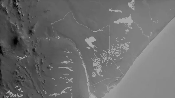 Garissa Kreis Kenia Graustufige Karte Mit Seen Und Flüssen Umrissen — Stockfoto