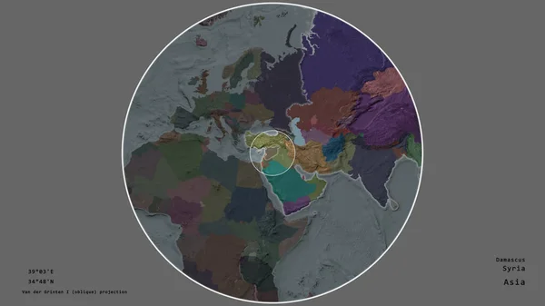 Bereich Von Syrien Mit Einem Kreis Auf Der Großformatigen Landkarte — Stockfoto