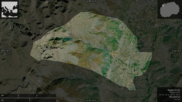 Bogovinje Municipio Macedonia Imágenes Satélite Forma Presentada Contra Área País — Foto de Stock