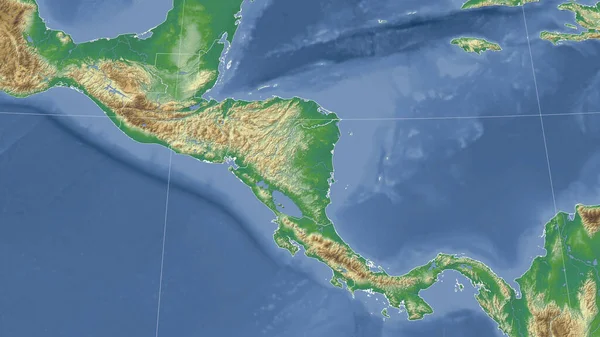 Nicaragua Dintorni Prospettiva Obliqua Lontana Nessun Contorno Mappa Fisica Colori — Foto Stock