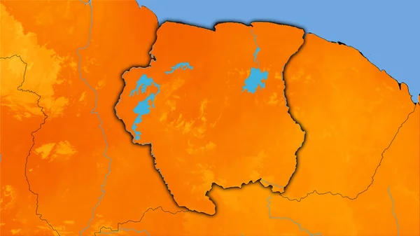 Área Suriname Mapa Anual Temperatura Projeção Estereográfica Composição Bruta Camadas — Fotografia de Stock