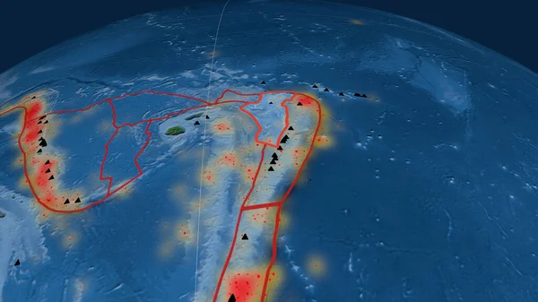 Plaque Tectonique Niuafou Dessinée Sur Globe Imagerie Satellite Rendu — Photo