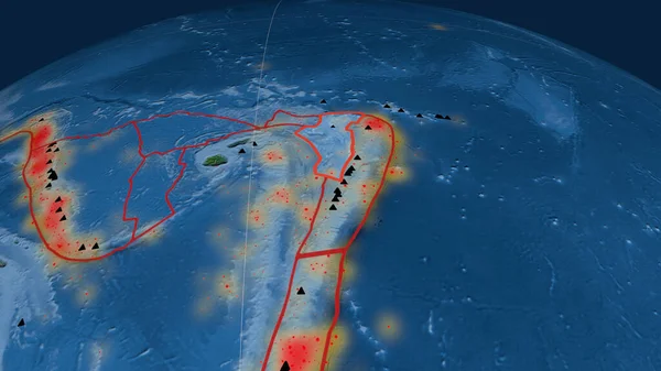 Placa Tectónica Niuafou Delineada Globo Imágenes Satelitales Renderizado — Foto de Stock
