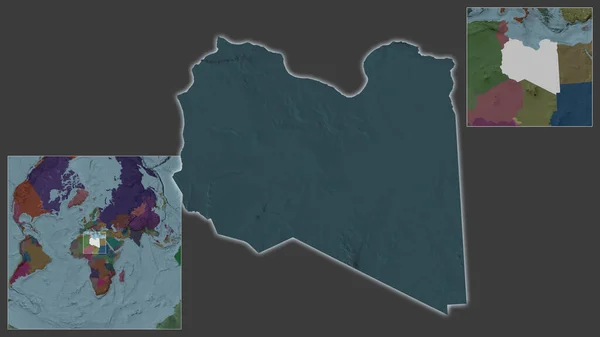 Primer Plano Libia Ubicación Región Centro Mapa Mundial Gran Escala —  Fotos de Stock